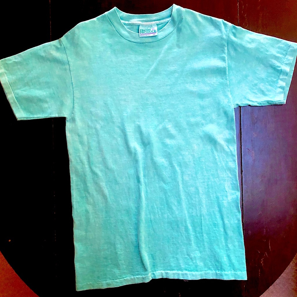 Vintage Fresh Produce Teal Acid Wash T-shirt, M